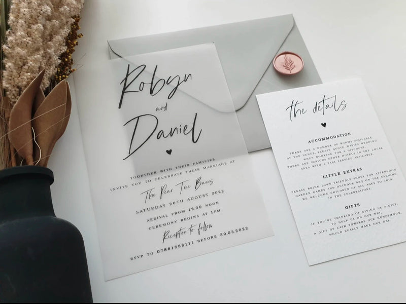 Vellum Wedding invitation Card