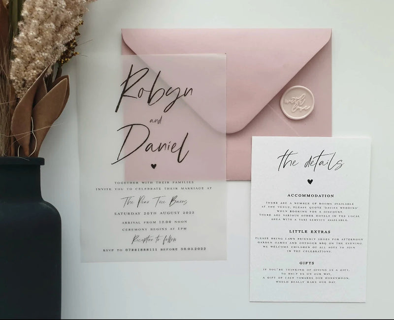 Vellum Wedding invitation Card