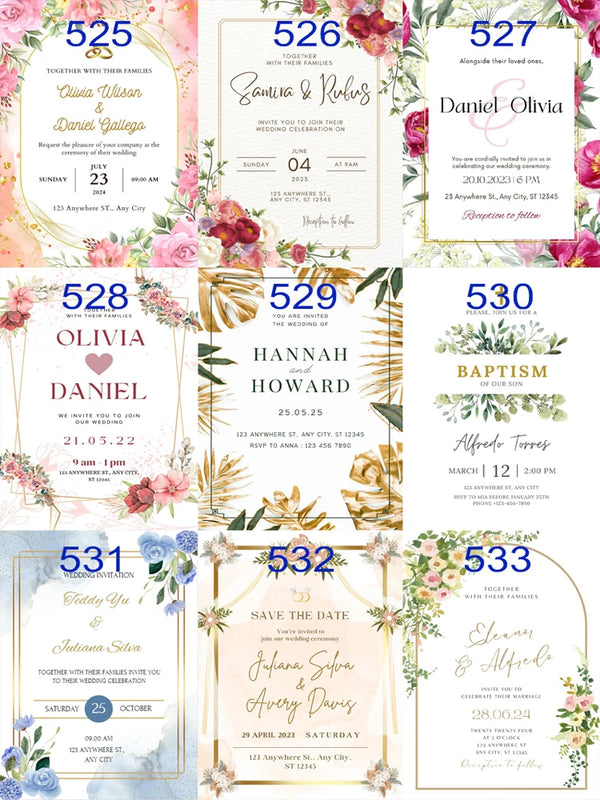 50pc 5.7x5.7inch Customized Personalized Wedding invitations