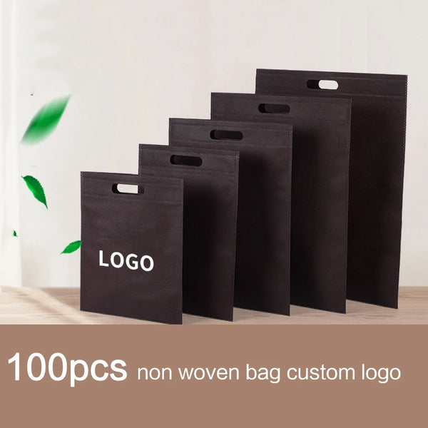 100pcs Custom Logo Flat Non Woven Shopping Bag